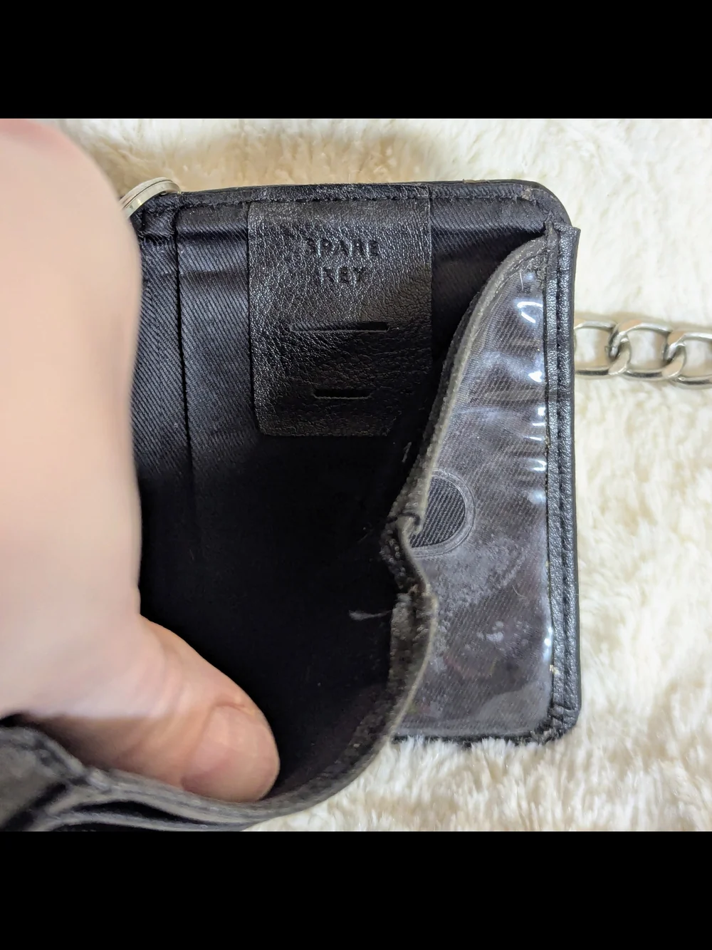 Black Leather Chain Wallet with Silver Hardware - Picture 9 of 14